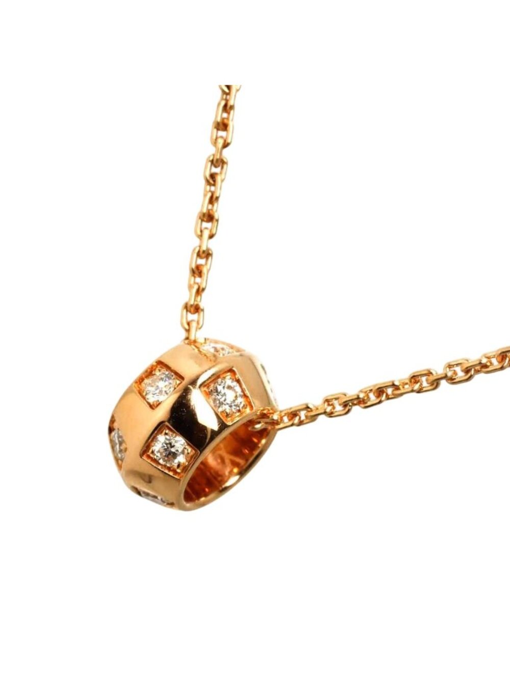 Louis Vuitton le Damier de Diamond Necklace 50 18k Pink Gold